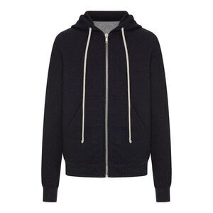 Rick Owens Men Zip-Up Cotton Sweatshirt With Melange Hoodie